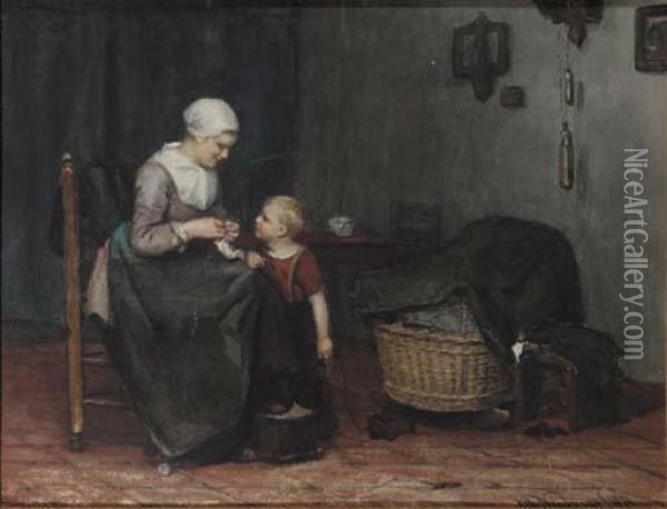 Mommy's Favourite Oil Painting - Albertus Johan Neuhuys