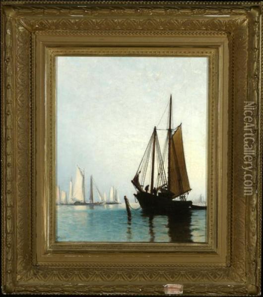 Mackerel Boats Oil Painting - Arthur Quartley
