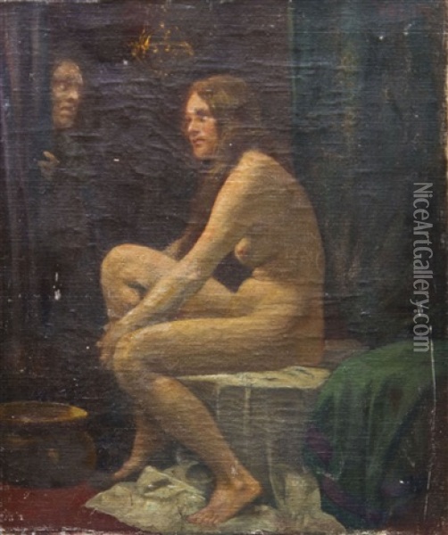 Sitzender Damenakt Oil Painting - Rudolf Yelin
