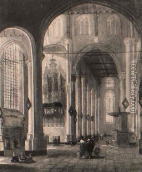 Das Innere Der St. Laurenzkirche In Rotterdam Oil Painting - Anthonie Delorme