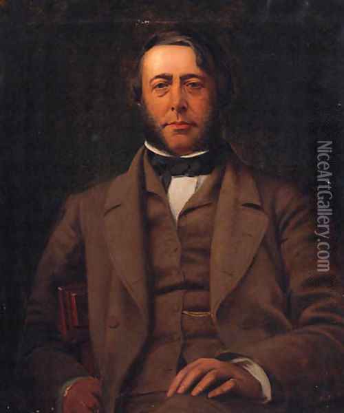 Portrait Of A Gentleman, Thought To Be John Ruskin Oil Painting - English School