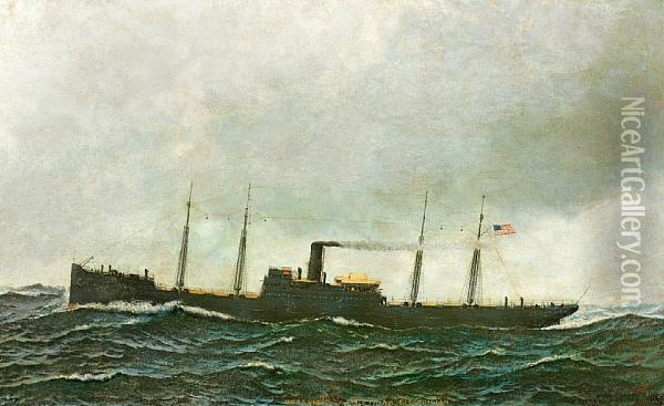 The U.s.s.s. Vestal At Sea Oil Painting - Antonio Nicolo Gasparo Jacobsen
