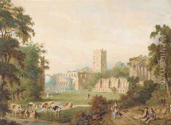 Fountains Abbey, Yorkshire Oil Painting - John Heaviside Clark