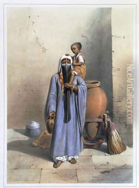 Fellah Woman and Child, illustration from The Valley of the Nile, engraved by Charles Bour 1814-81 pub. by Lemercier, 1848 Oil Painting - Emile Prisse d'Avennes