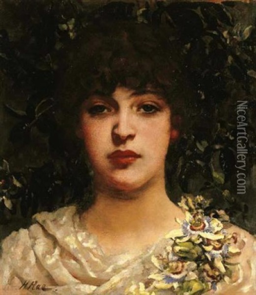 The Garland Oil Painting - Henrietta (Mrs. Ernest Normand) Rae