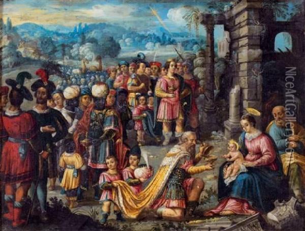 L'adoration Des Mages Oil Painting - Pietro De Lignis