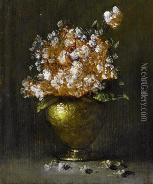 Flowers Ina Vase. Oil Painting - Germain Theodure Clement Ribot