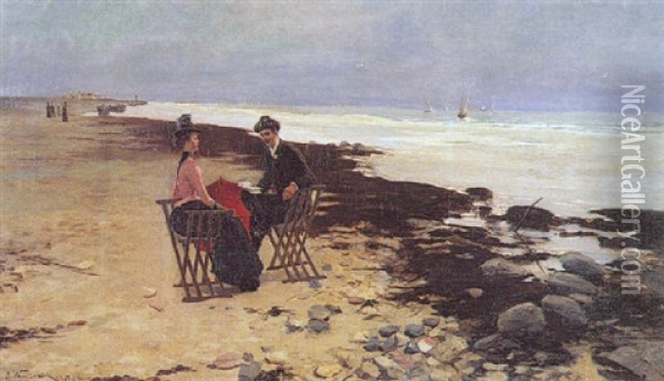 Am Strand Oil Painting - Jozef Wodzinski