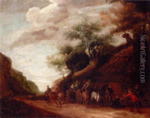 Brigands Attacking A Horse And Cart Oil Painting - Pieter Snayers
