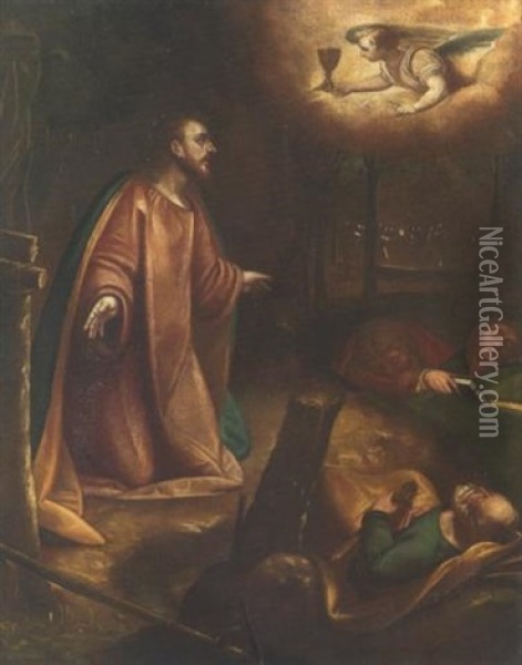 Gesu Nell'orto Del Getsemani Oil Painting - Luca Cambiaso