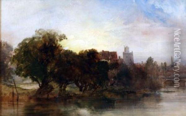 On The Banks Of The River Oil Painting - Henry Bright
