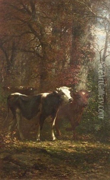 Cow Path Oil Painting - James McDougal Hart