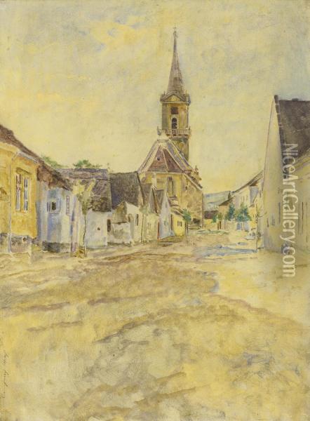 View Of A Small Village Oil Painting - Isidor Kaufmann