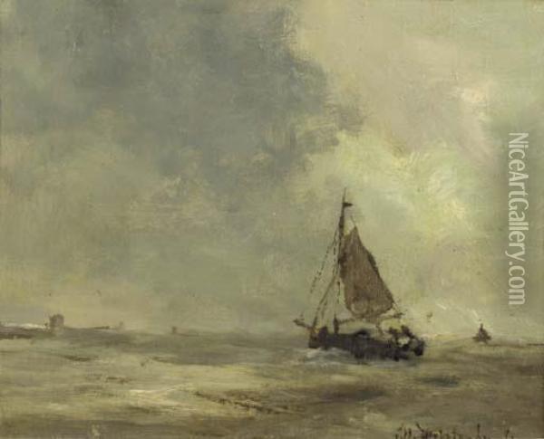 Storm Coast Of Zeeland Oil Painting - Jan Hendrik Weissenbruch