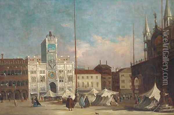 The Piazza San Marco, Venice, looking towards Orologio del Moro Oil Painting - Francesco Guardi