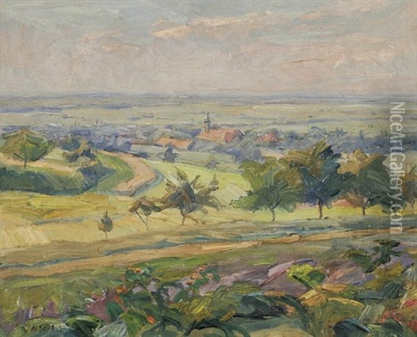 Landschaft Bei Ettlingenweier Oil Painting - Hermann Goebel