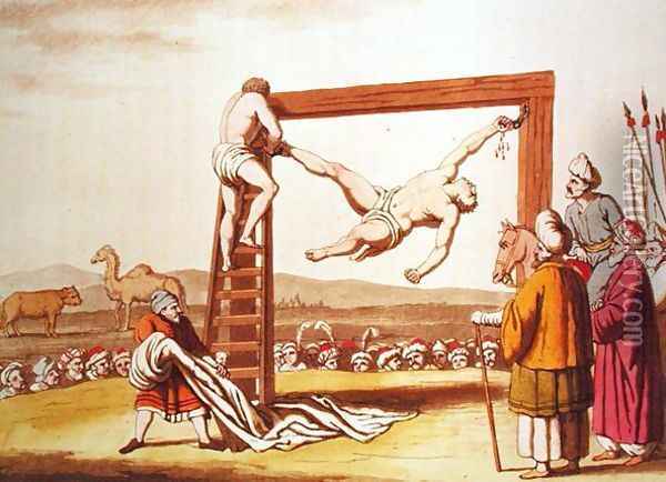 Torture Scene in Barbary, illustration from 'Costume Antico e Moderno' 1815 Oil Painting - Giovanni Bigatti