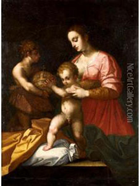 The Madonna And Child With Saint John The Baptist Oil Painting - Andrea Del Sarto