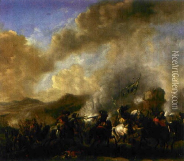 Batalj Med Den Svenska Armen Oil Painting - Johann Philipp Lemke
