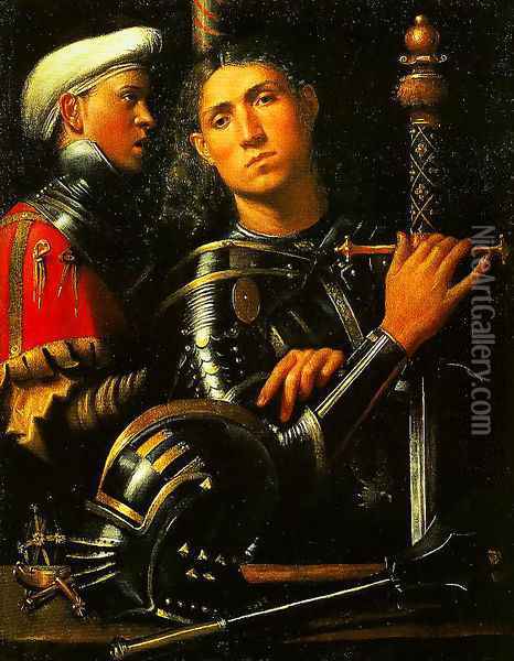 Portrait of a Man in Armor with His Page Oil Painting - Giorgione