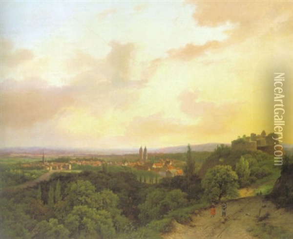 Ansicht Von Bielefeld In Westfalen Vom Johannisberg Aus Gesehen Oil Painting - Marinus Adrianus Koekkoek