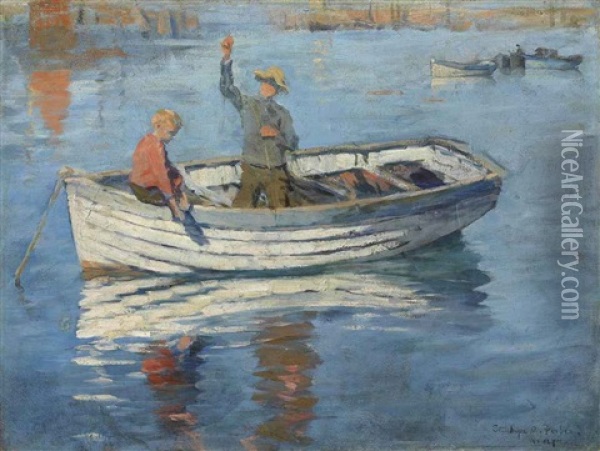 Chadding, Mounts Bay, Newlyn Oil Painting - Stanhope Forbes