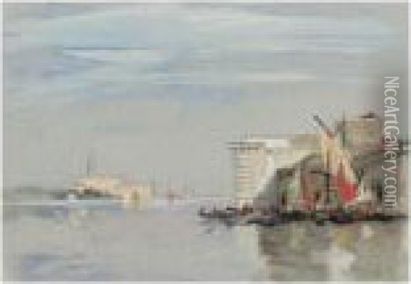 Guidecca Canal, Venice Oil Painting - Hercules Brabazon Brabazon