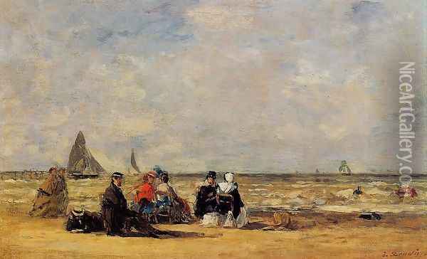 The Beach at Trouville III Oil Painting - Eugene Boudin