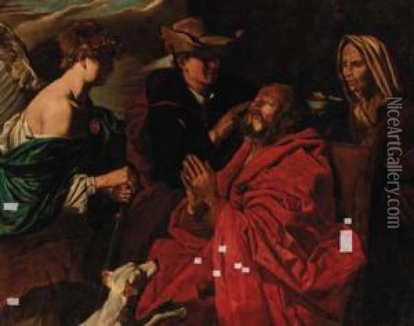 The Healing Of The Blind Tobias Oil Painting - Matthias Stomer