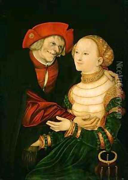 The Ill Matched Couple Oil Painting - Lucas The Elder Cranach