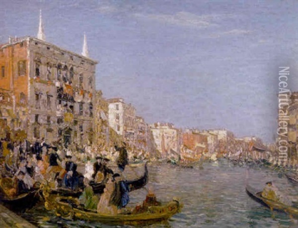 The Great Fete On The Grand Canal, Venice Oil Painting - Emma Ciardi