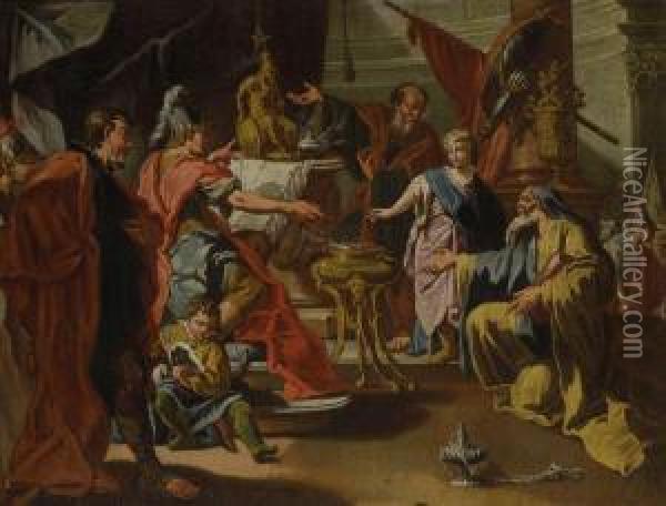 Hannibal Schwort Den Romern Rache. Oil Painting - Giovanni Battista Pittoni the younger