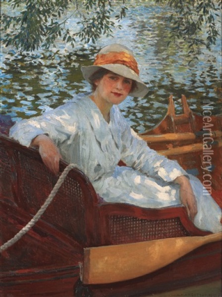 A Summer's Row Oil Painting - William Henry Margetson