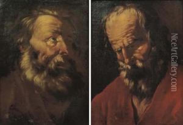 Testa Di Apostolo; E Testa Di Apostolo Oil Painting - Nunzio Rossi