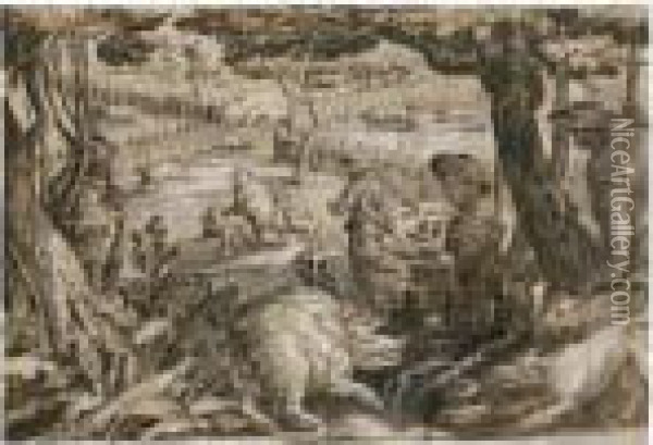 The Wild Boar Hunt Oil Painting - Jan van der Straet