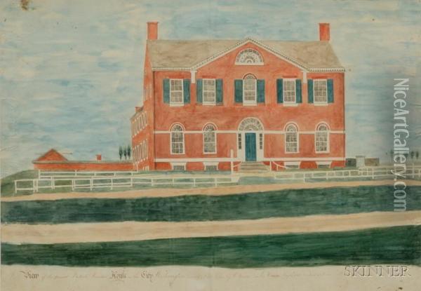 A View Of The Present British Minister's House In The City Of Washington Oil Painting - William Banton