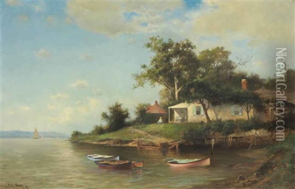 Shore Scene Oil Painting - Francis Augustus Silva