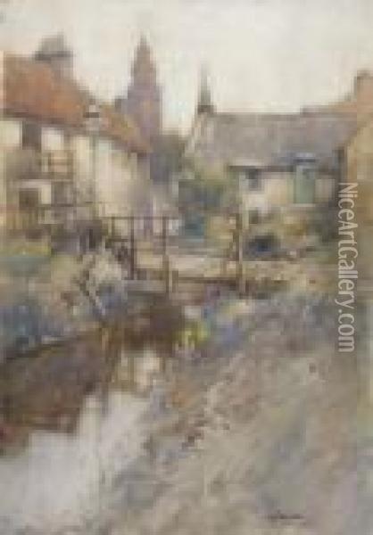 Dean Village, Edinburgh Oil Painting - James Paterson
