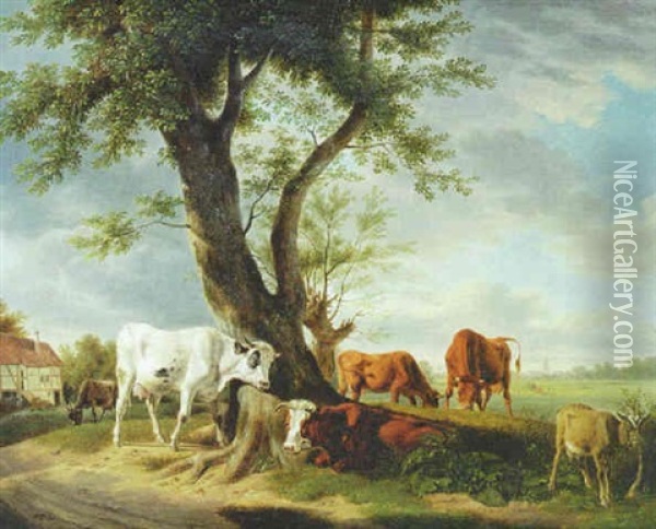 Paisaje De Campo Con Vacas Oil Painting - Karl Kuntz