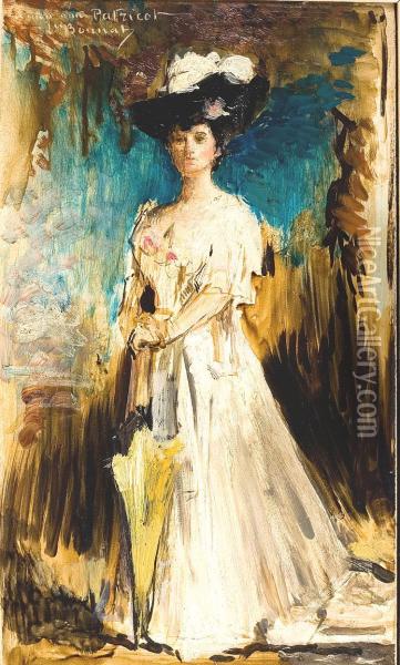 Portrait De Madame Patricot Auparasol Oil Painting - Joseph Heilmair
