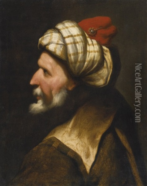 Profile Of A Barbary Pirate, Traditionally Identified As Barbarossa Oil Painting - Pietro della Vecchia