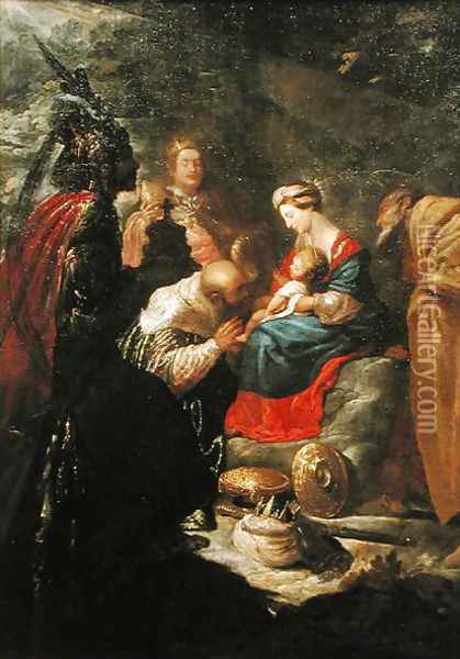 The Adoration of the Magi, c.1619 Oil Painting - Claude Vignon