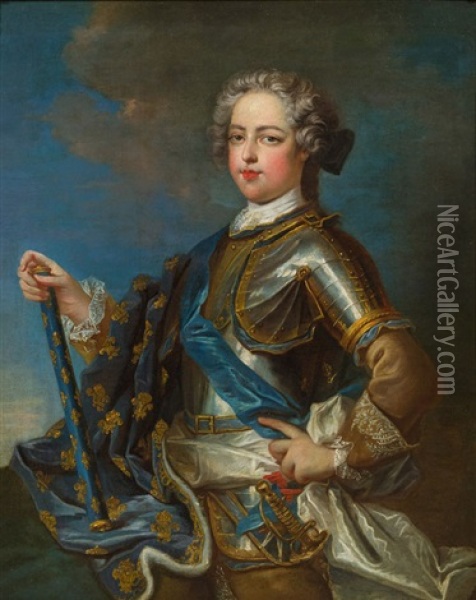 Portrat Konig Ludwigs Xv. Im Brustpanzer Mit Dem Blauen Band Des Saint-esprit-ordens Oil Painting - Jean-Baptiste van Loo