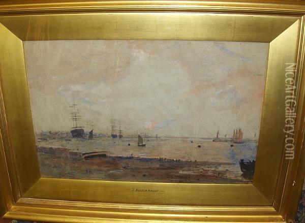 Estuary Scene Oil Painting - John William Buxton Knight