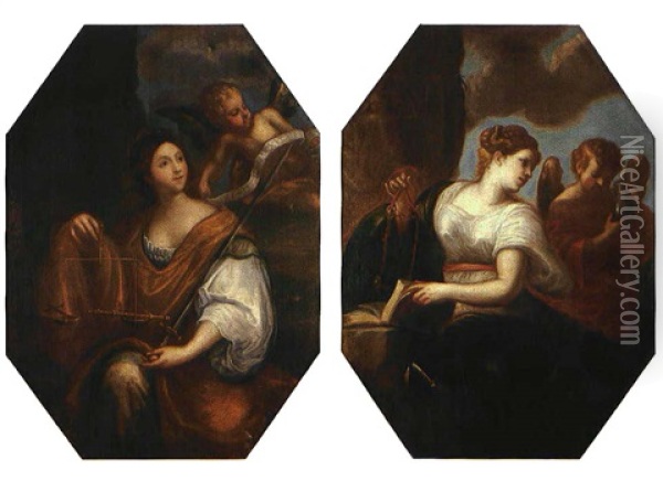 La Giustizia (+3 Others; Set Of 4) Oil Painting - Agostino Santagostino