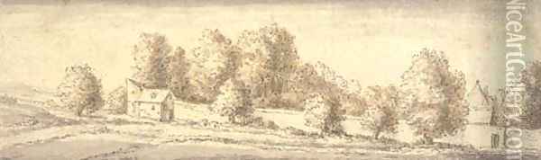 A landscape with trees and a walled park Oil Painting - Wenceslaus Hollar