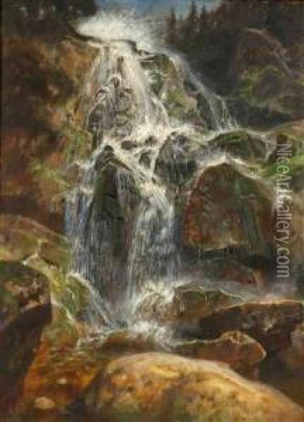 A Waterfall Oil Painting - Franz Thiele
