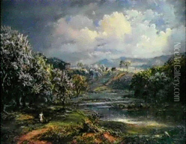 Springtime In The Chenango River Valley Oil Painting - Jasper Francis Cropsey