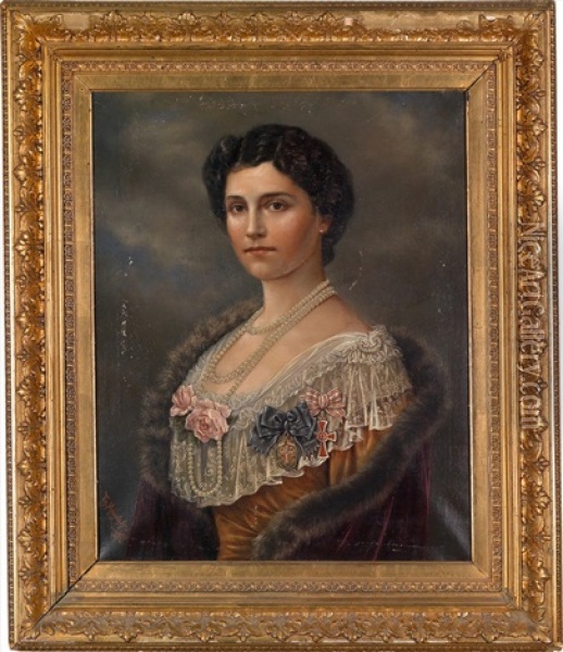 Kaiserin Zita Von Osterreich Oil Painting - Th. Mayerhofer