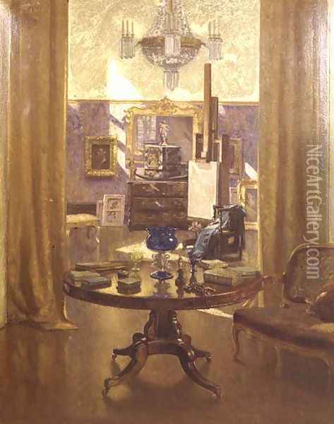 The Artist's Studio 1921 Oil Painting - Patrick William Adam